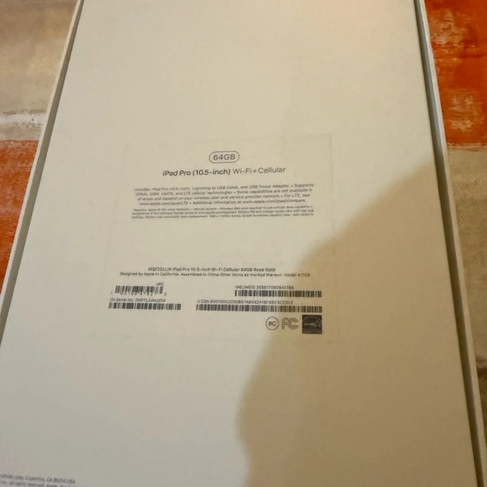 Empty apple iPad Pro box 10.5- inch BOX ONLY